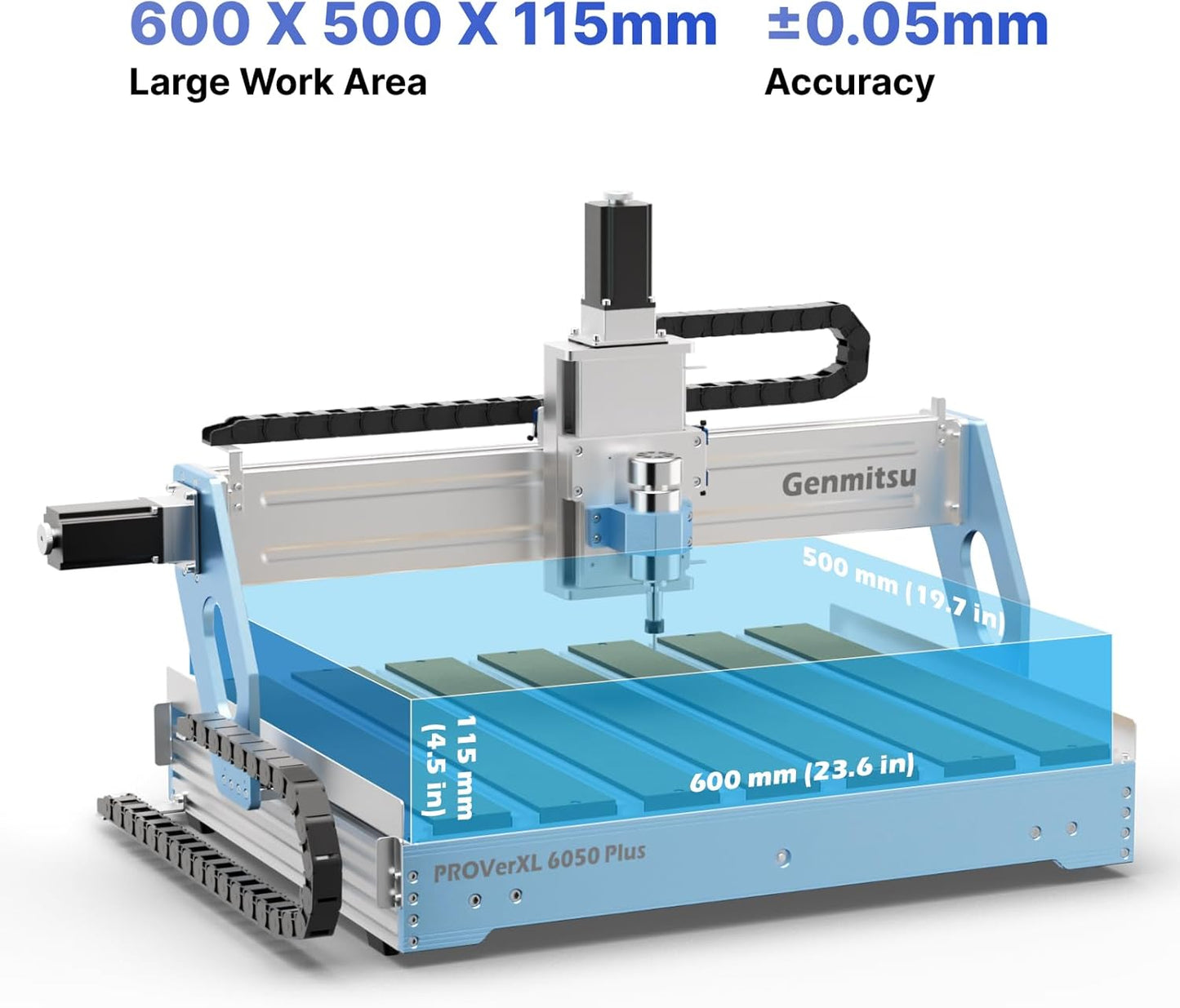 Genmitsu CNC-Maschine PROVerXL 6050 Plus: 3-Achsen-Fräsen, Metall, Holz, Acryl, GRBL-Steuerung, 600 x 500 x 115 mm, Dual-Band, App-Steuerung