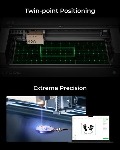 xTool S1 Laser Graviermaschine 40W Deluxe Kit, Geschlossene Sicherheit, Pin Punkt Positionierung, Autofokus, 600mm/s Geschwindigkeit, 498 * 319mm Arbeitsbereich für Metall, Holz, Leder