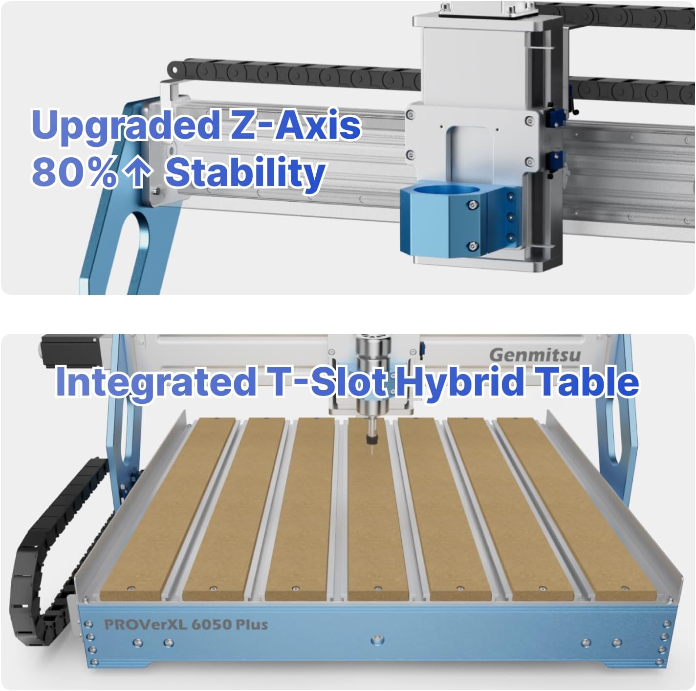 Genmitsu CNC-Maschine PROVerXL 6050 Plus: 3-Achsen-Fräsen, Metall, Holz, Acryl, GRBL-Steuerung, 600 x 500 x 115 mm, Dual-Band, App-Steuerung