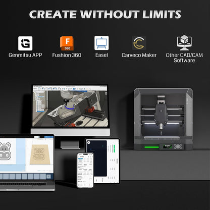 Genmitsu Cubiko CNC-Fräsmaschine, Werkzeugkalibrierung per Tastendruck, intelligente Höhenkartenmessung zum Fräsen von Leiterplatten, geeignet für Weichmetall, Holz, WLAN- und APP-Unterstützung