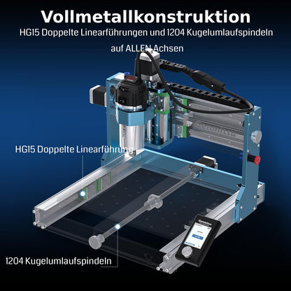 Genmitsu 3030-PROVer Ultra CNC-Fräsmaschine für Metall, CNC-Graviermaschine für alle Metalle mit leistungsstarker 710-W-Spindel, ±0,03 mm hoher Präzision für die Gravur von Aluminium und Acryl