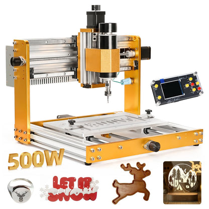 Lunyee 3018 Pro Ultra CNC-Fräsmaschine, 500 W All Metall fräsmaschine, verbesserte 3-Achsen-Graviermaschinen-Endschalter und Not-Aus mit GRBL-Offline-Steuerung für Metall, Holz, Acryl, PCB-MDF