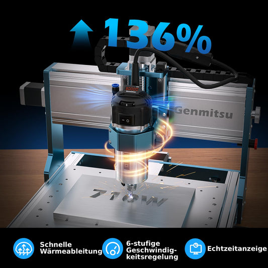 Genmitsu 3030-PROVer Ultra CNC-Fräsmaschine für Metall, CNC-Graviermaschine für alle Metalle mit leistungsstarker 710-W-Spindel, ±0,03 mm hoher Präzision für die Gravur von Aluminium und Acryl
