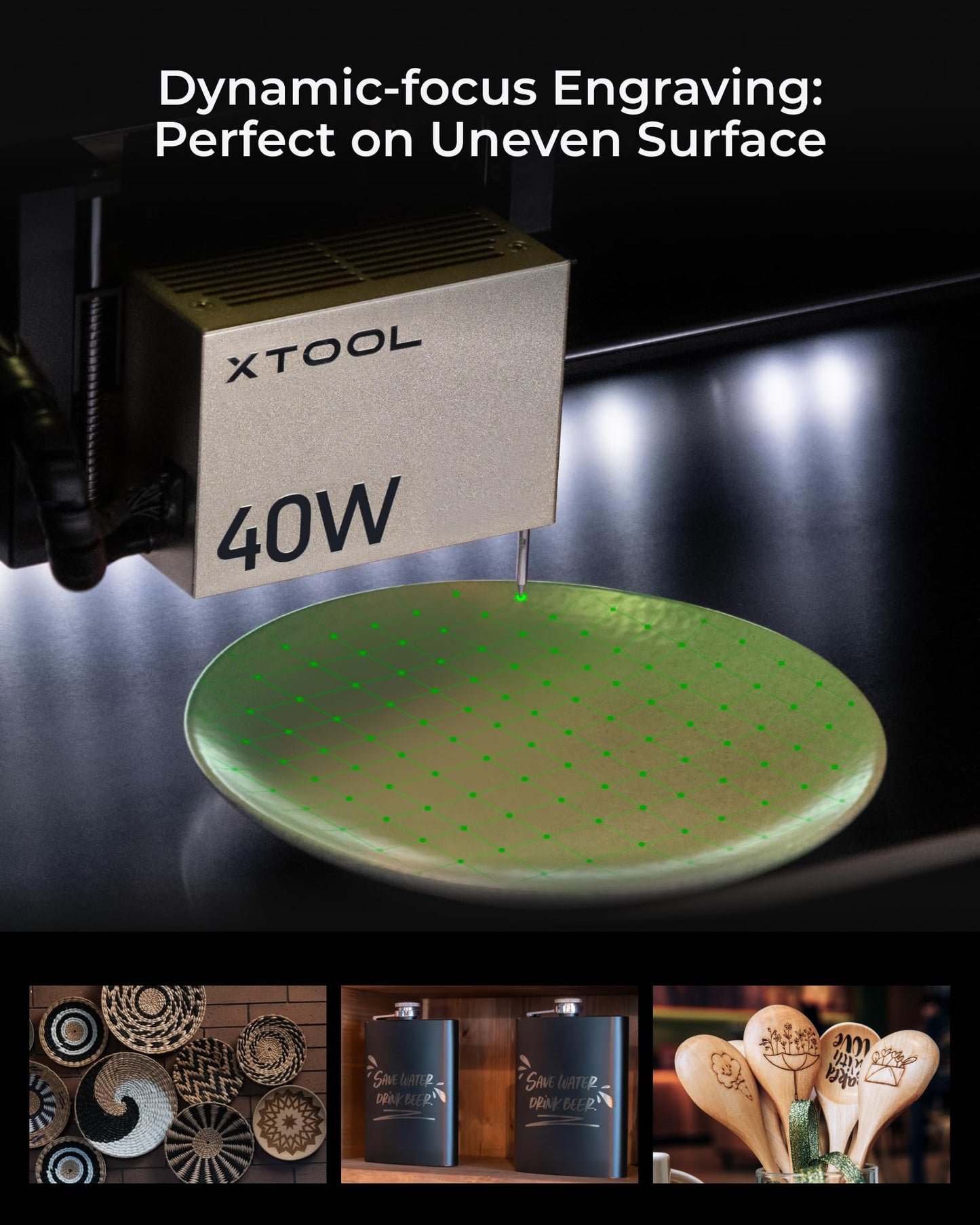 xTool S1 Laser Graviermaschine 40W Deluxe Kit, Geschlossene Sicherheit, Pin Punkt Positionierung, Autofokus, 600mm/s Geschwindigkeit, 498 * 319mm Arbeitsbereich für Metall, Holz, Leder